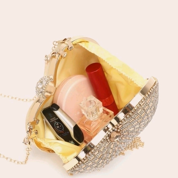 Bling Mini Rhinestone Decor Heart Shouder Bag - Picture 6 of 7